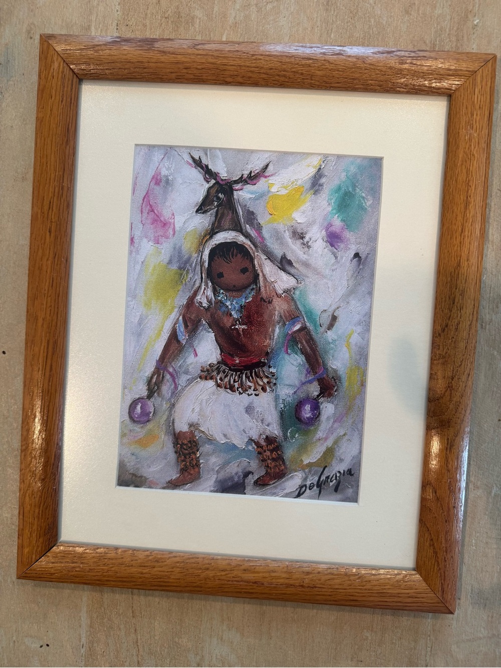 11x14 framed and matted deGrazia print. Ready to hang.